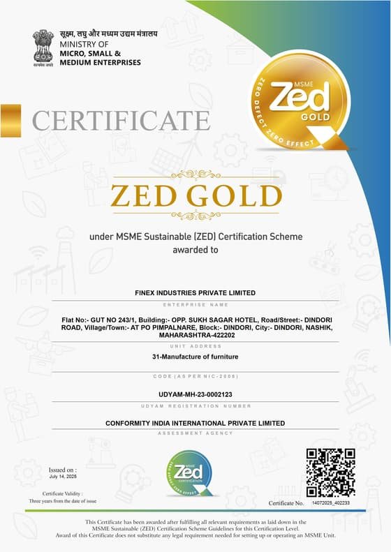 MSME Sustainable (ZED) Certification — Gold — ZED Gold certificate