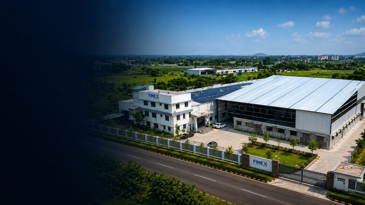 Aerial view of the Finex Industries plant and offices at Pimpalnare, Dindori, near Nashik